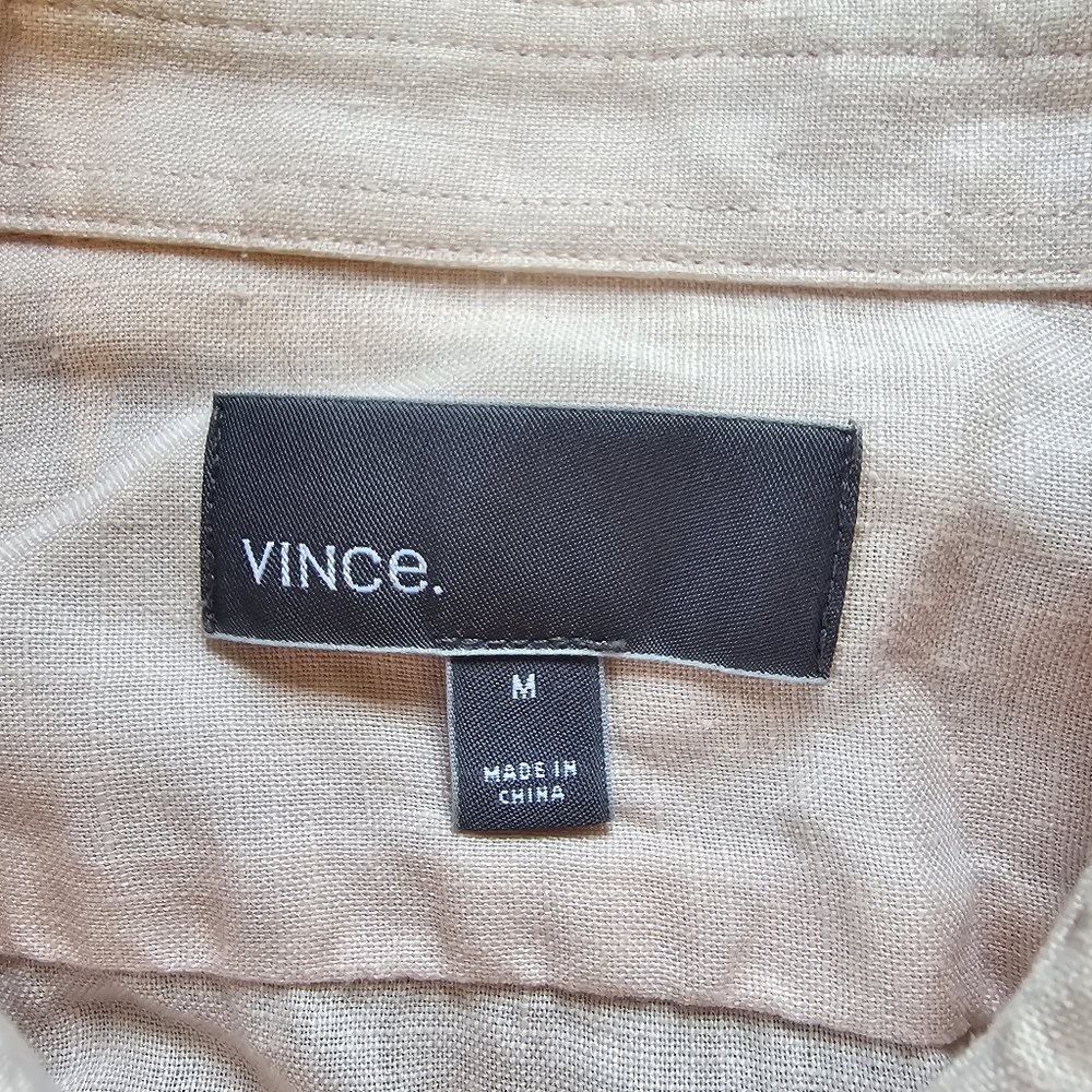 Vince. 100% Linen Long Sleeve Button Up Shirt Peach Mens Medium - Picture 9 of 9